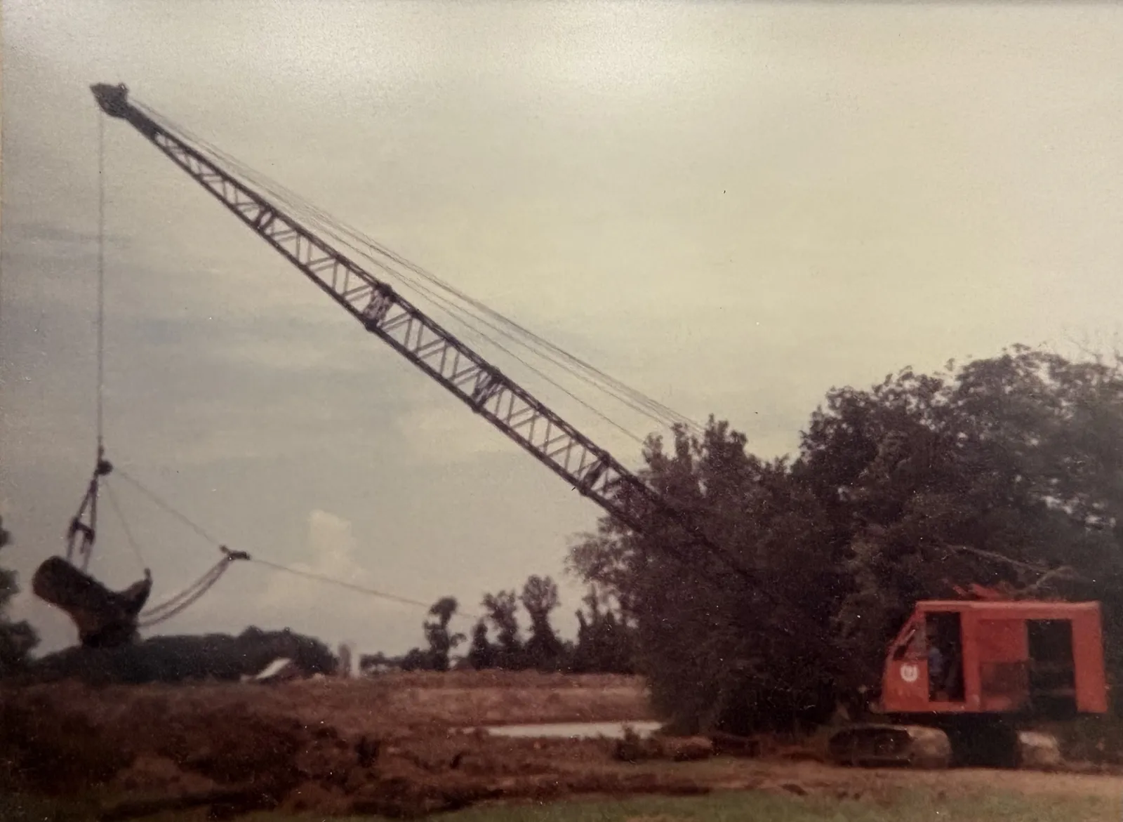 An early Randy Kinder Excavating dragline crane, 1980s